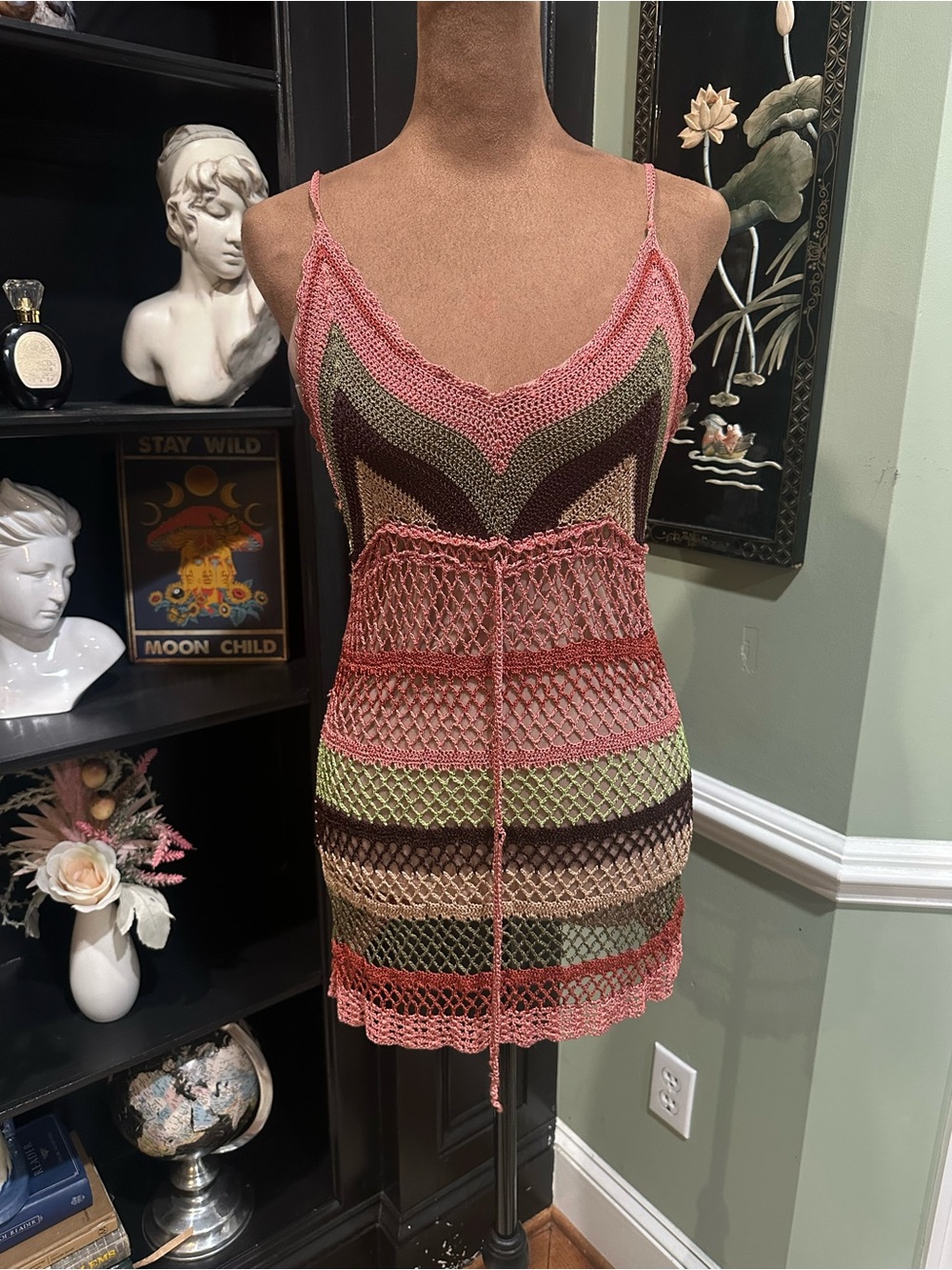 Say What? Crochet Boho Hippie Mini Dress – Size Small